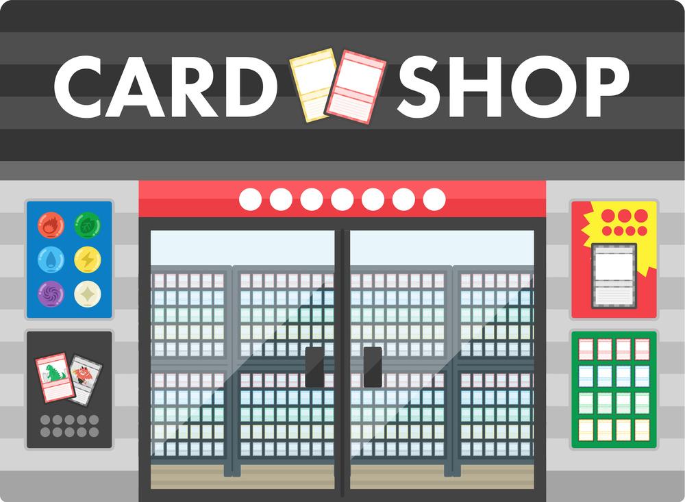 Illustration of a card shop